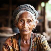 ai généré personnes âgées Indien femme. femme journée. tradition et culture. photo