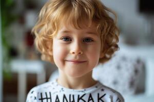 ai généré mignonne peu garçon sur une lumière coloré Contexte. enfance photo