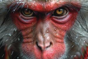 ai généré fermer de sérieux singes coloré visage . singe Roi photo