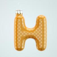 Orange lettre h jouet de Noël avec motif doré isolé sur fond blanc rendu 3D photo