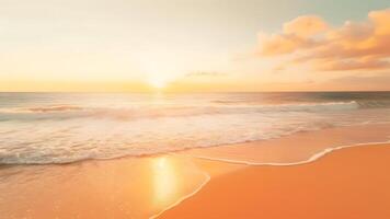 ai généré fermer mer le surf et le sable plage à coucher de soleil, neural réseau généré photoréaliste image photo
