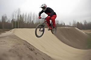 ai généré extrême sport bmx courses à jour, neural réseau généré image photo