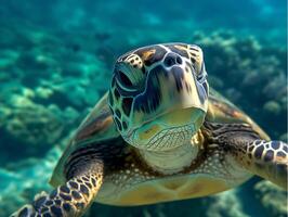 ai généré hawaïen vert mer tortue chelonia mydas photo