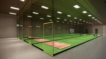 intérieur au bâton des cages pour base-ball et balle molle 3d le rendu illustration photo