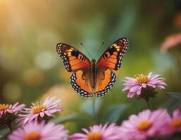 ai généré machaon papillon sur fleur et l'eau. photo