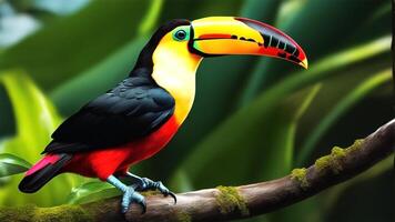 ai généré tropical harmonie toucans dans leur Naturel havre photo