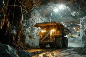 ai généré déverser un camion dans le carrière photo