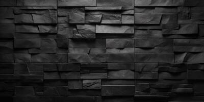 ai généré noir décoratif ciment brique mur, maçonnerie Contexte pour conception photo