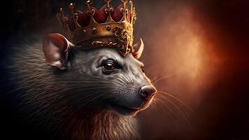 ai généré rat Roi médiéval portrait, neural réseau généré art photo