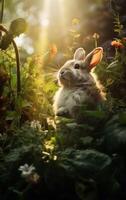 ai généré houblonné des moments avec un adorable lapin photo