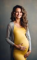ai généré étourdissant et bienheureux femme enceinte mère photo