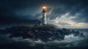 ai généré éloigné îles étourdissant phare vue photo