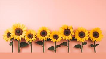 ai généré studio coup de tournesols sur et Jaune pente Contexte photo