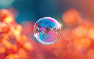ai généré vibrant macro savon bulles photo