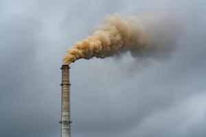 ai généré fumée flottant de une usine cheminée, la pollution et industriel impact image photo