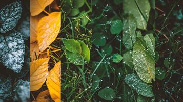 ai généré collage de saisons - printemps, été, l'automne et l'hiver. photo