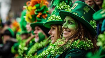 ai généré non identifié gens à le st. patrick's journée parade photo