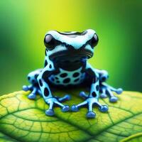 ai généré toxique grenouille de tropical Régions, dendrobates tinctorius azur. photo