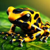 ai généré toxique Jaune grenouille de tropical Régions, dendrobates leucomèles. photo