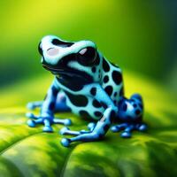 ai généré toxique grenouille de tropical Régions, dendrobates tinctorius azur. photo