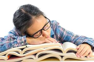 asiatique fille dormir sur livre éducation et école concept photo