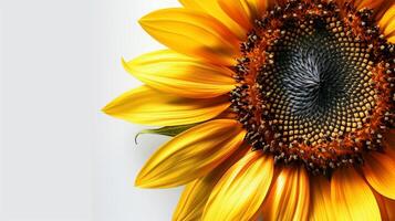 ai généré d'or tournesol tête isolé sur blanc Contexte photo