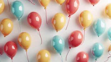 ai généré coloré ballon flottant isolé sur blanc Contexte photo