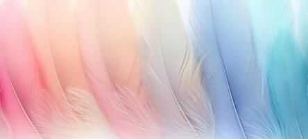 ai généré doux pastel plumes gracieusement chevaucher, création une tranquille et doux texture idéal pour serein décors ou délicat conception éléments, évoquant calme et doux toucher photo