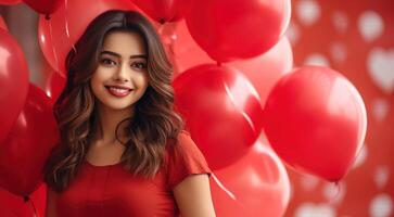 ai généré fille avec des ballons photo