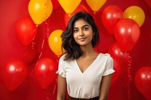 ai généré fille avec des ballons photo