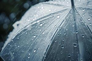 ai généré fermer sur transparent parapluie dans lourd pluie. génératif ai photo