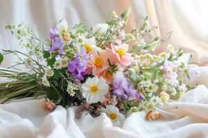 ai généré Frais luxuriant bouquet de coloré fleurs de différent espèces. génératif ai photo