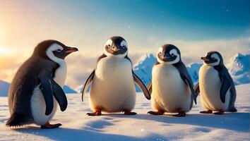 ai généré mignonne pingouins dans le Nord photo