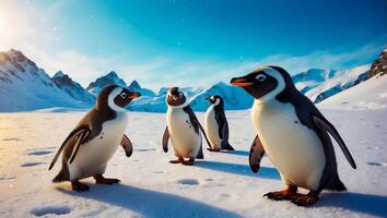 ai généré mignonne pingouins dans le Nord photo