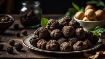 ai généré truffes sur une assiette photo