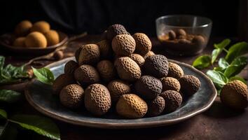 ai généré truffes sur une assiette photo