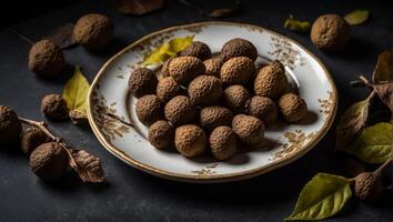 ai généré truffes sur une assiette photo