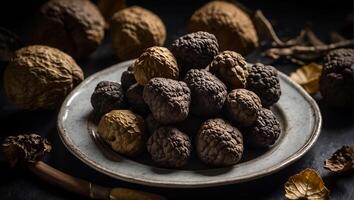 ai généré truffes sur une assiette photo