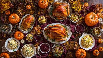 ai généré frit, entier poulet sur le table photo