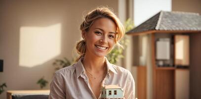 ai généré fille, agent immobilier portrait photo