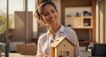 ai généré fille, agent immobilier portrait photo