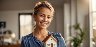 ai généré fille, agent immobilier portrait photo