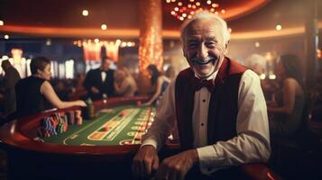 ai généré une riches Beau retraité homme dans une casino photo