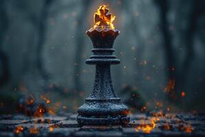 ai généré le échecs rois pièce est sur Feu dans le rue photo