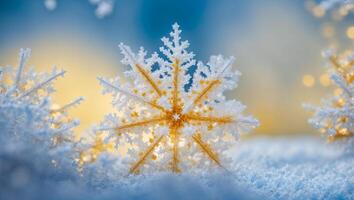 ai généré beau, flocon de neige, fermer, photo