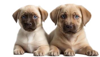 ai généré mignonne duveteux chiots isolé sur blanc Contexte photo