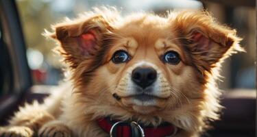 ai généré mignonne chien dans le voiture photo