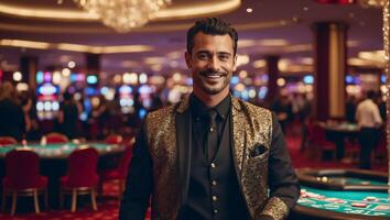 ai généré réussi homme dans une casino photo