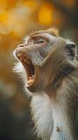 ai généré singe avec ses bouche large ouvert ai généré photo