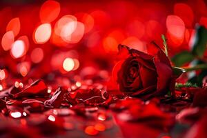 ai généré Stock photo et royalties image de rouge Rose Contexte romantique ai généré